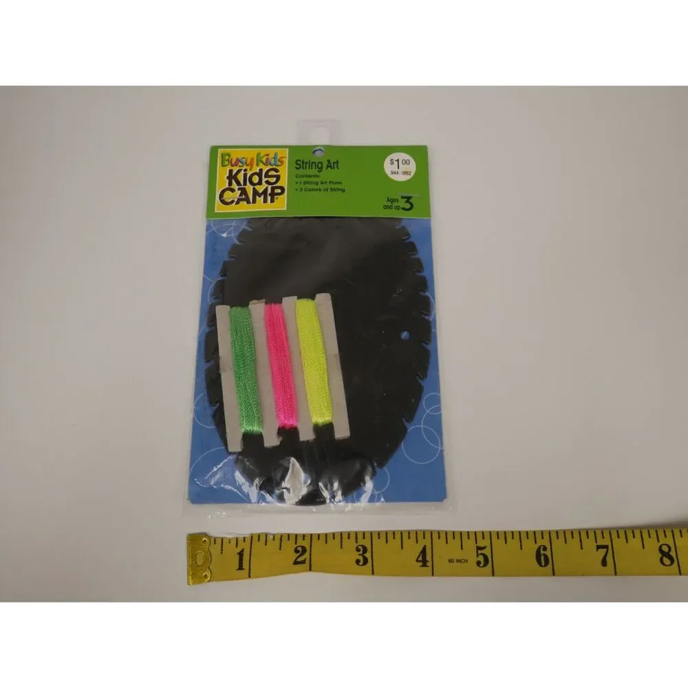 Busy Kids Camp String Art Craft Kit Neon Thread Shapes New Sealed